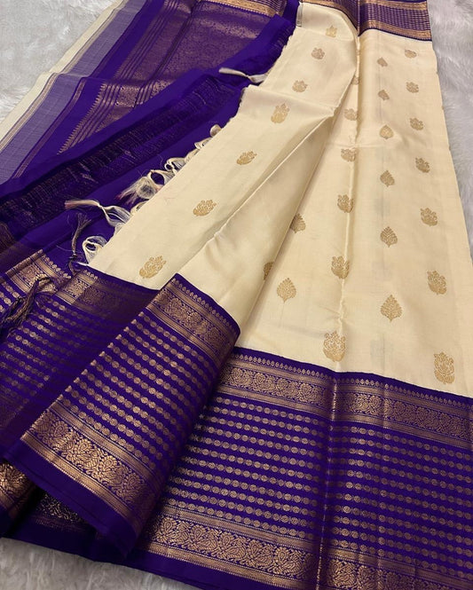 Alluring Beige Soft Silk Saree With Vibrant Blouse Piece