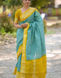 Traditional Firozi Soft Silk Saree With Breathtaking Blouse Piece