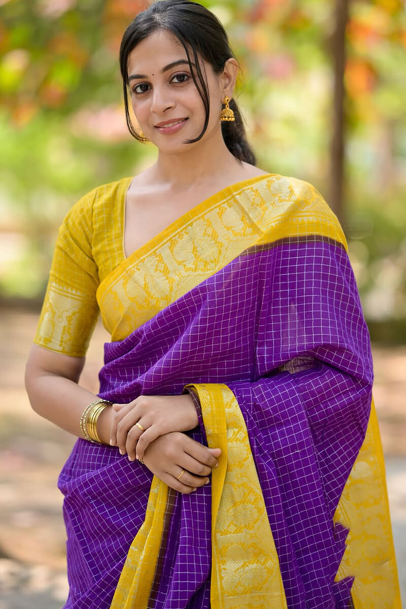 Charming Purple Soft Silk Saree With Appealing Blouse Piece
