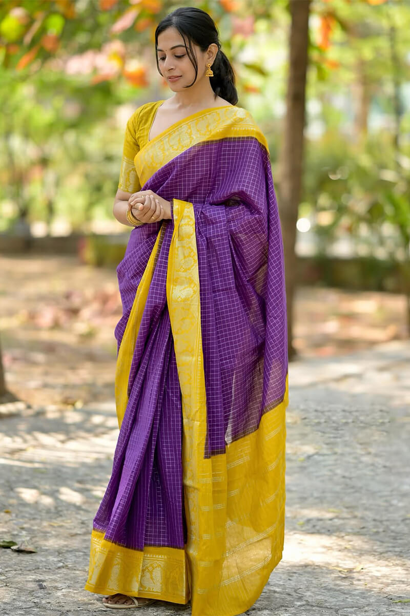 Charming Purple Soft Silk Saree With Appealing Blouse Piece