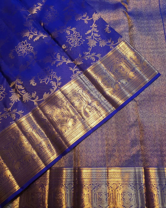 Demanding Royal Blue Soft Banarasi Silk Saree With Confounding Blouse Piece