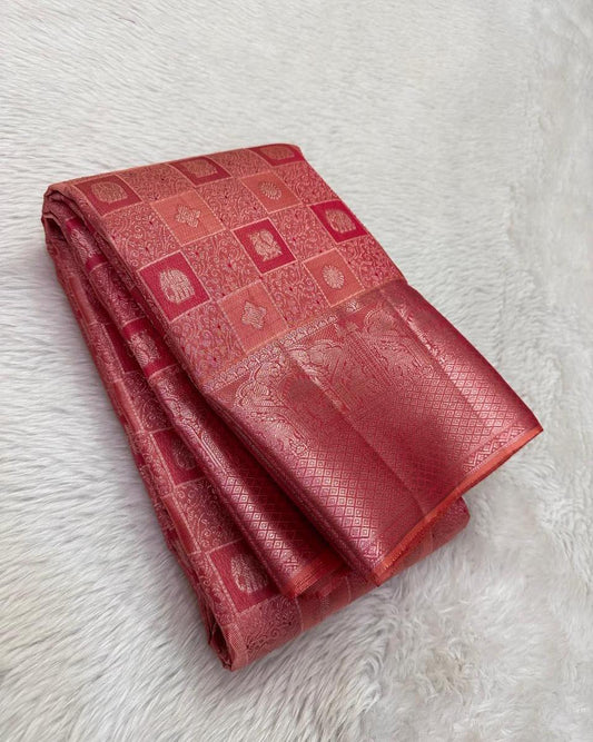 Enticing Pink Soft Silk Saree With Scrumptious Blouse Piece