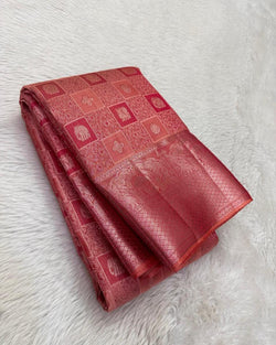 Enticing Pink Soft Silk Saree With Scrumptious Blouse Piece