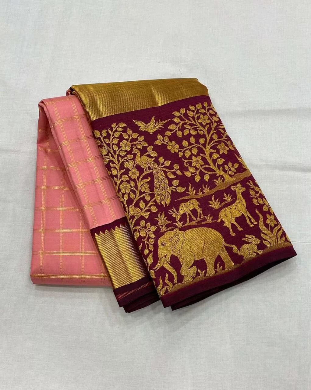 Eclat Pink Soft Silk Saree With Flameboyant Blouse Piece
