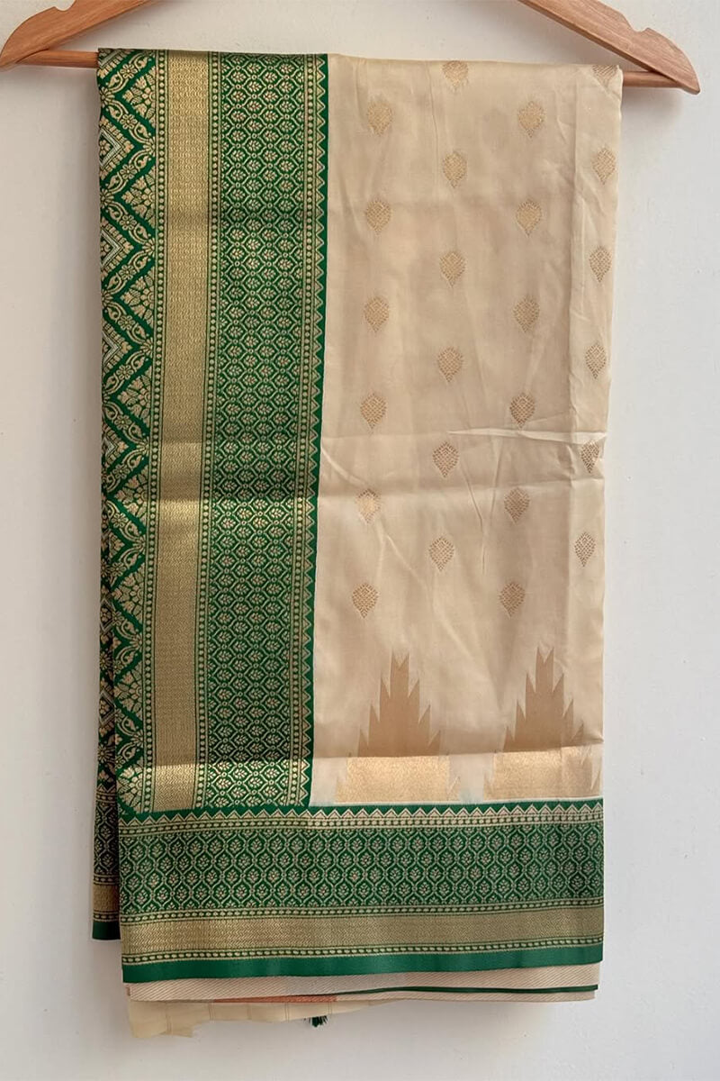 Opulent Biege Soft Silk Saree With Ratatouille Blouse Piece