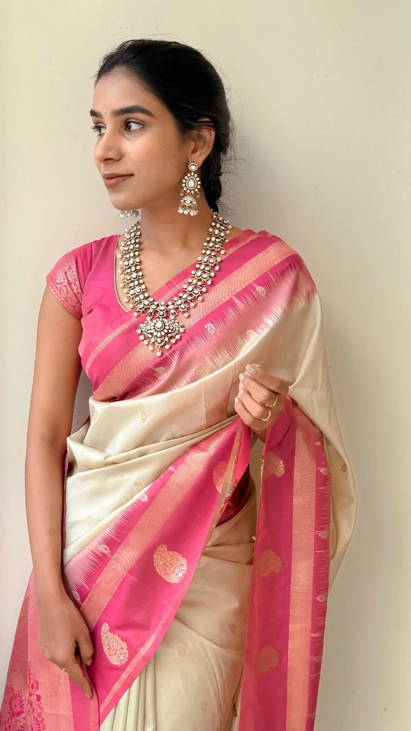 Mesmerising Biege Soft Silk Saree With Ornate Blouse Piece