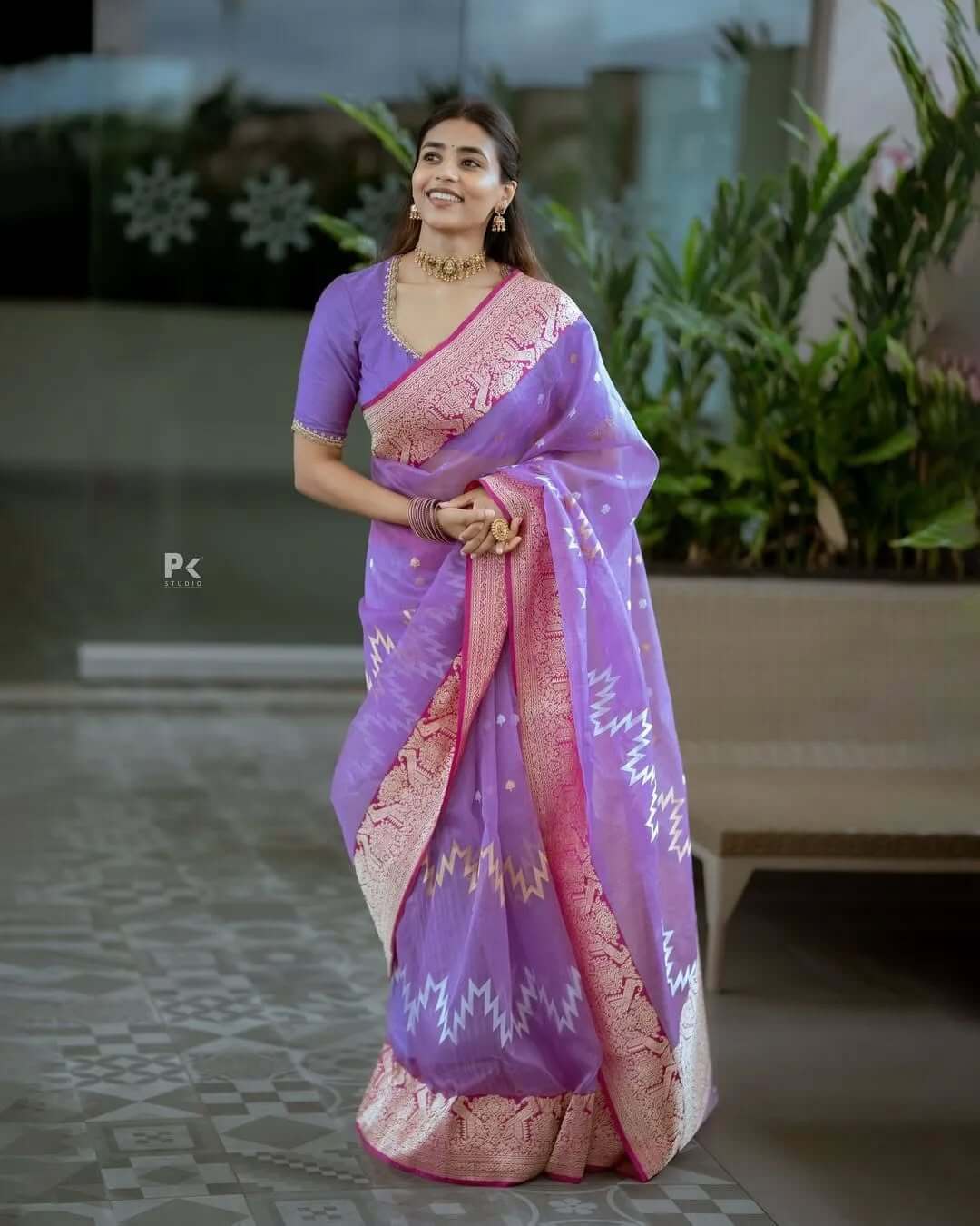 Effulgent Lavender Cotton Silk Saree With Forbearance Blouse Piece