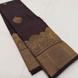 Piquant Brown Soft Banarasi Silk Saree With Improbable Blouse Piece