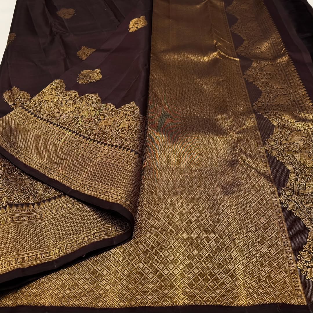 Piquant Brown Soft Banarasi Silk Saree With Improbable Blouse Piece