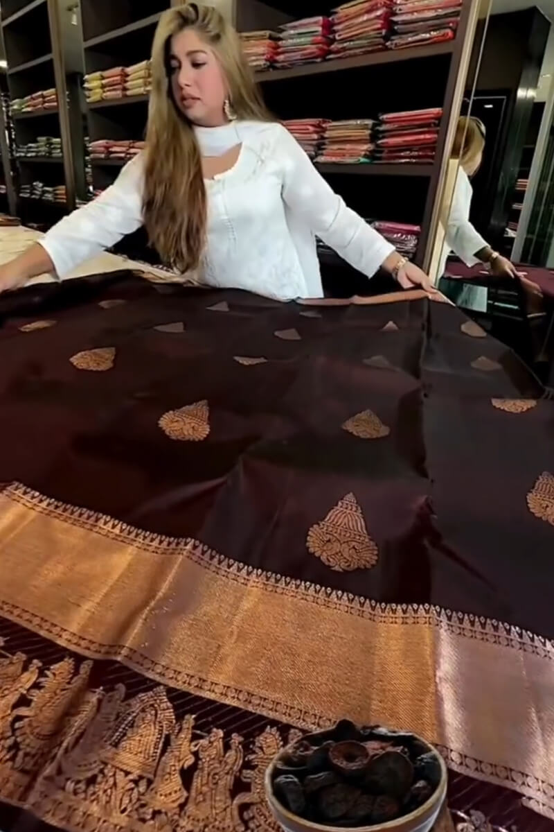 Artistic Purple Soft Banarasi Silk Saree With Prettiest Blouse Piece