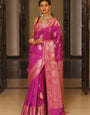 Pleasurable Dark Pink Soft Banarasi Silk Saree With Exquisite Blouse Piece