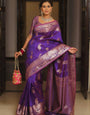 Sensational Purple Soft Banarasi Silk Saree With Luxuriant Blouse Piece