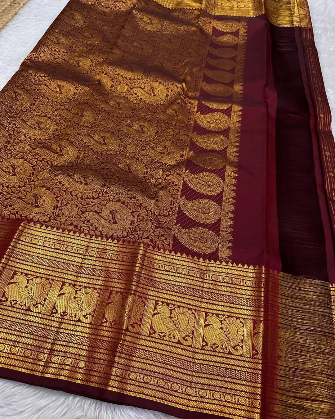 Nemesis Maroon Soft Banarasi Silk Saree With Vivacious Blouse Piece
