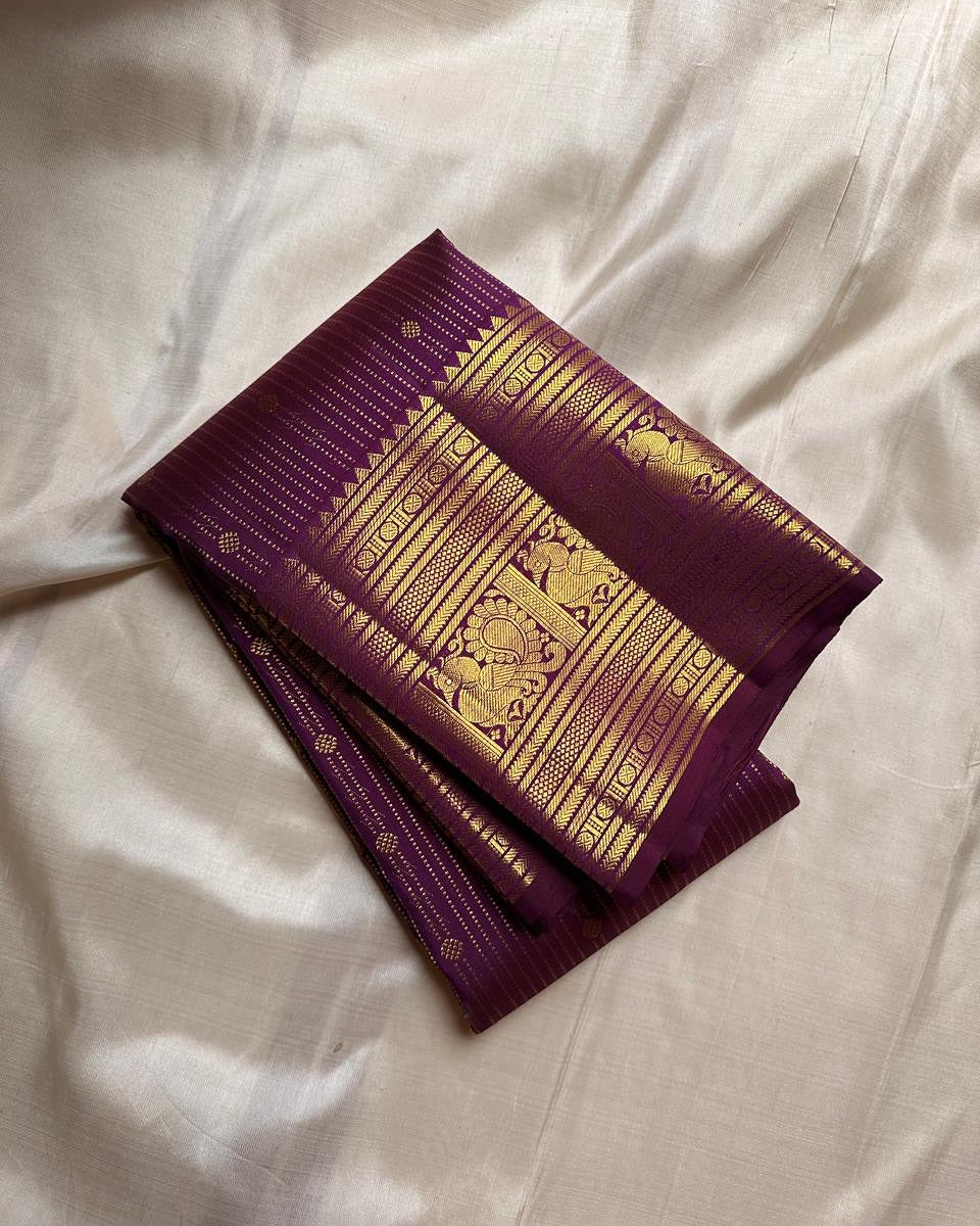 Smashing Purple Soft Banarasi Silk Saree With Eclat Blouse Piece