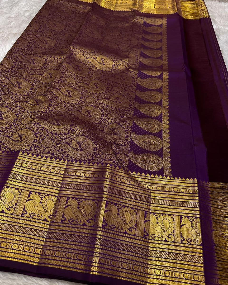 Smashing Purple Soft Banarasi Silk Saree With Eclat Blouse Piece