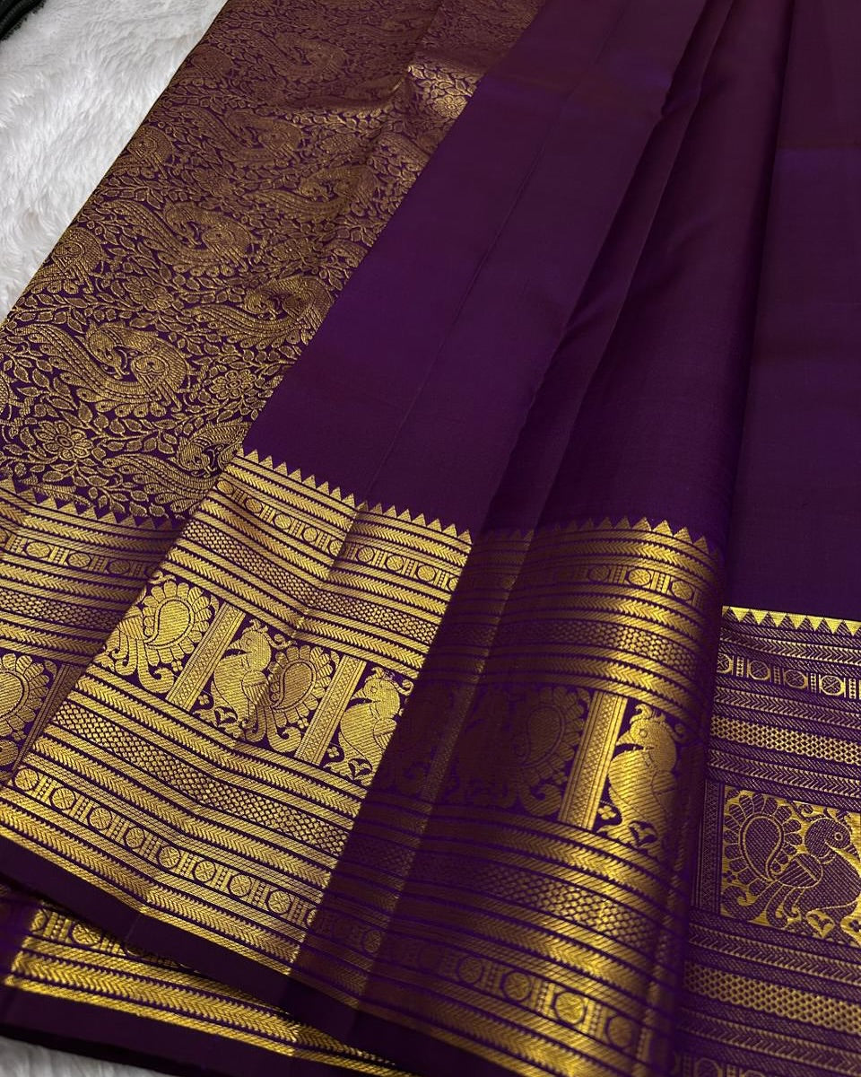 Smashing Purple Soft Banarasi Silk Saree With Eclat Blouse Piece