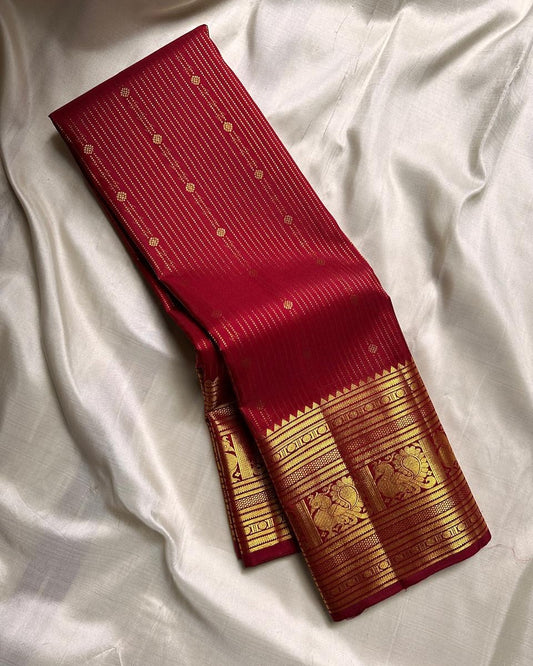 Incredible Red Soft Banarasi Silk Saree With Innovative Blouse Piece