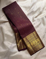 Enamoring Wine Soft Banarasi Silk Saree With Mellifluous Blouse Piece