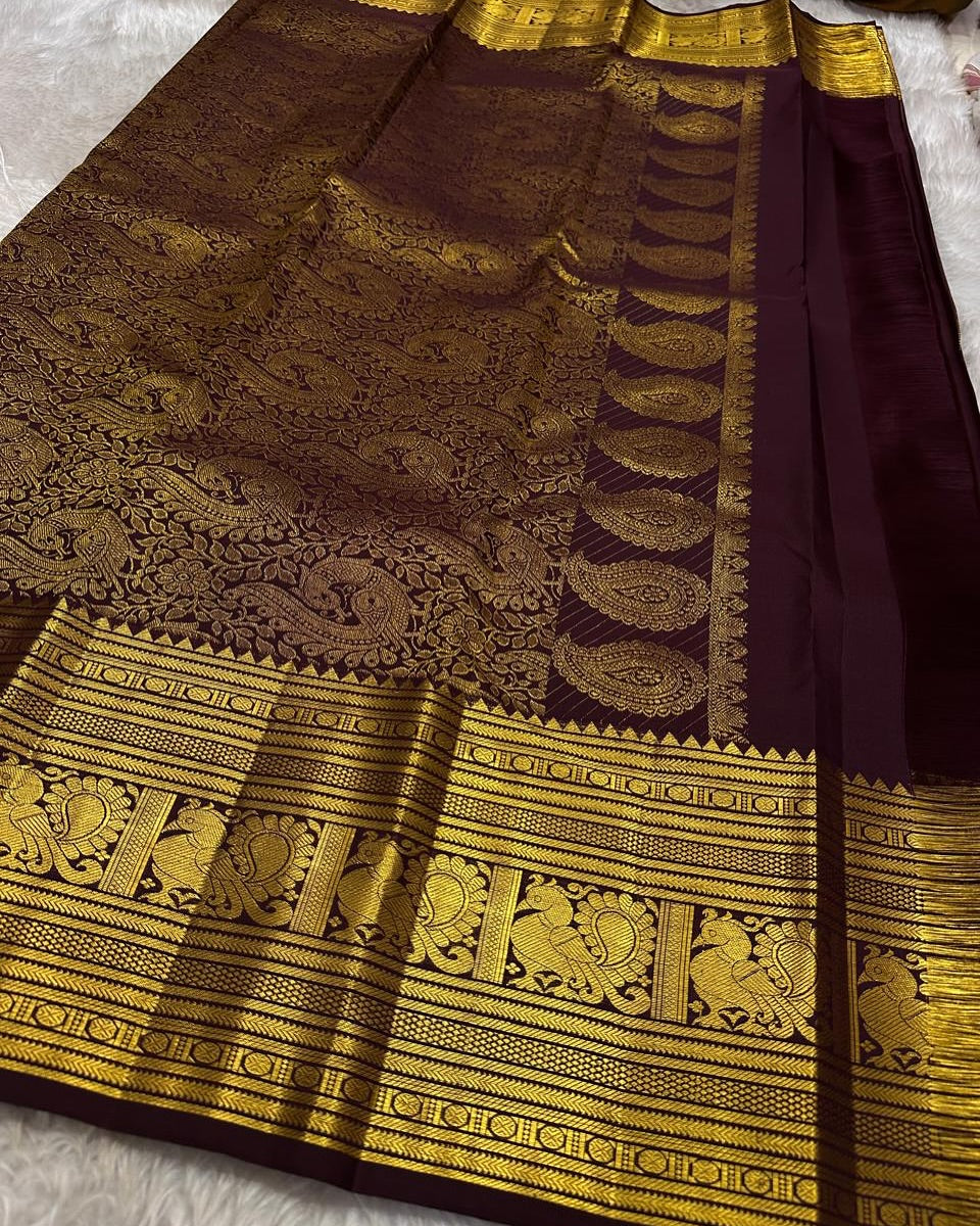 Enamoring Wine Soft Banarasi Silk Saree With Mellifluous Blouse Piece