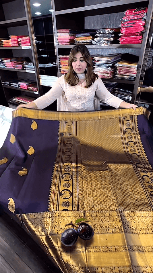 Refreshing Purple Soft Banarasi Silk Saree With Panache Blouse Piece