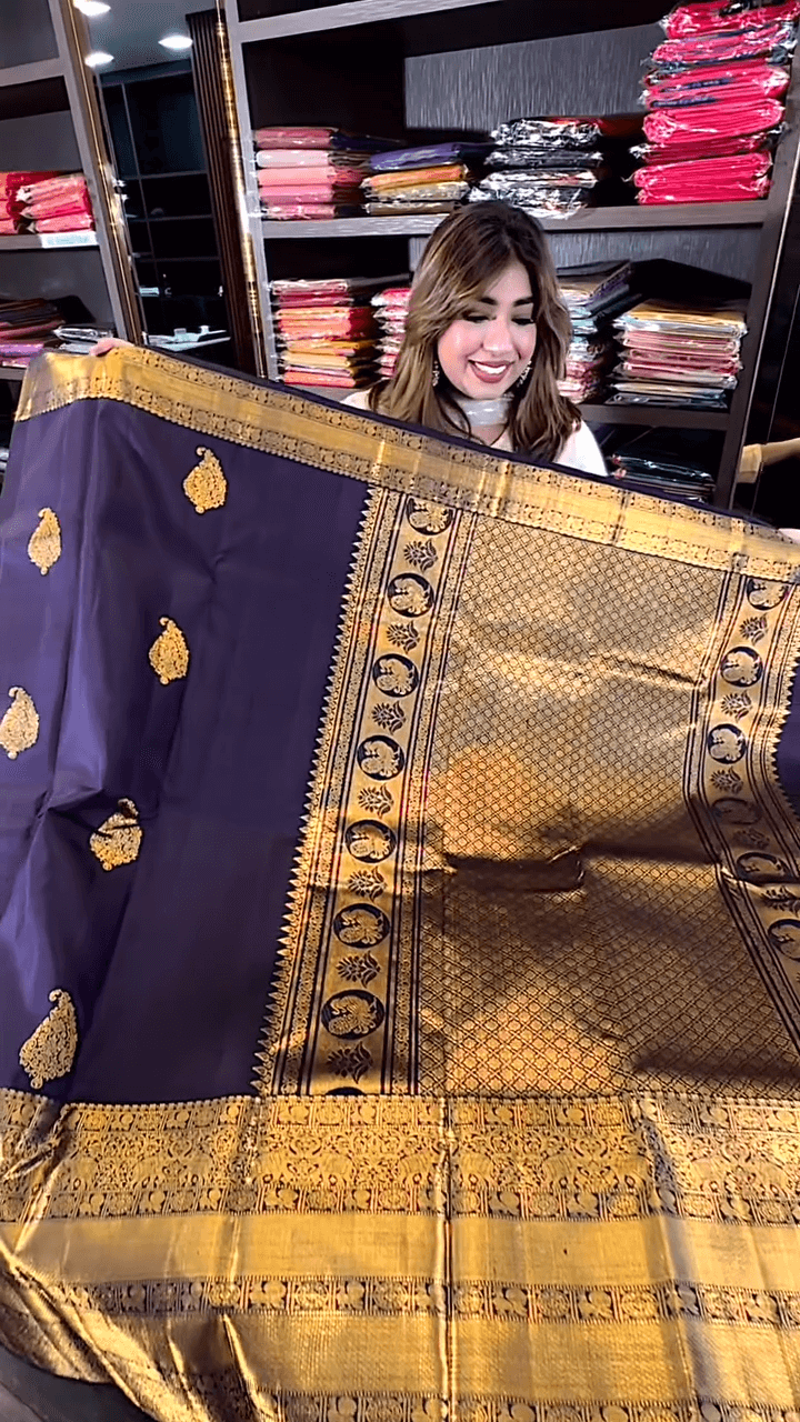 Refreshing Purple Soft Banarasi Silk Saree With Panache Blouse Piece