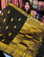 Intricate Black Soft Banarasi Silk Saree With Energetic Blouse Piece