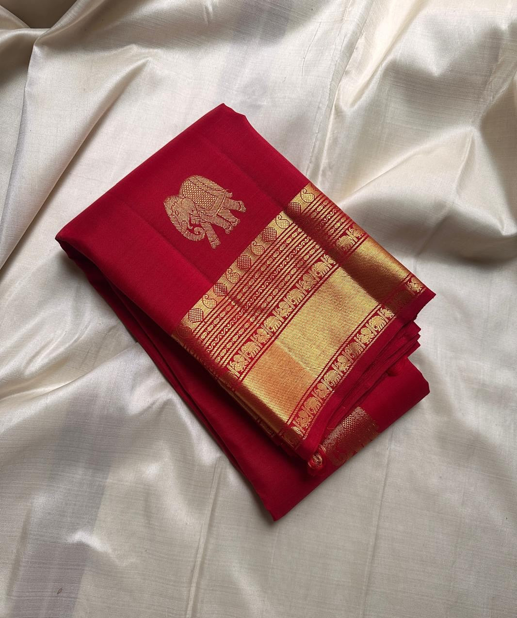 Classic Red Soft Banarasi Silk Saree With Glittering Blouse Piece