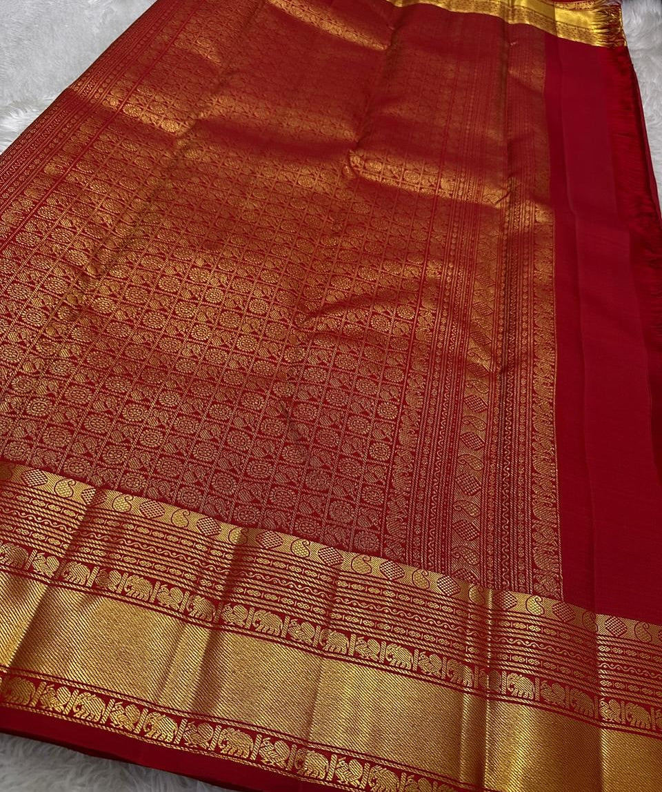 Classic Red Soft Banarasi Silk Saree With Glittering Blouse Piece
