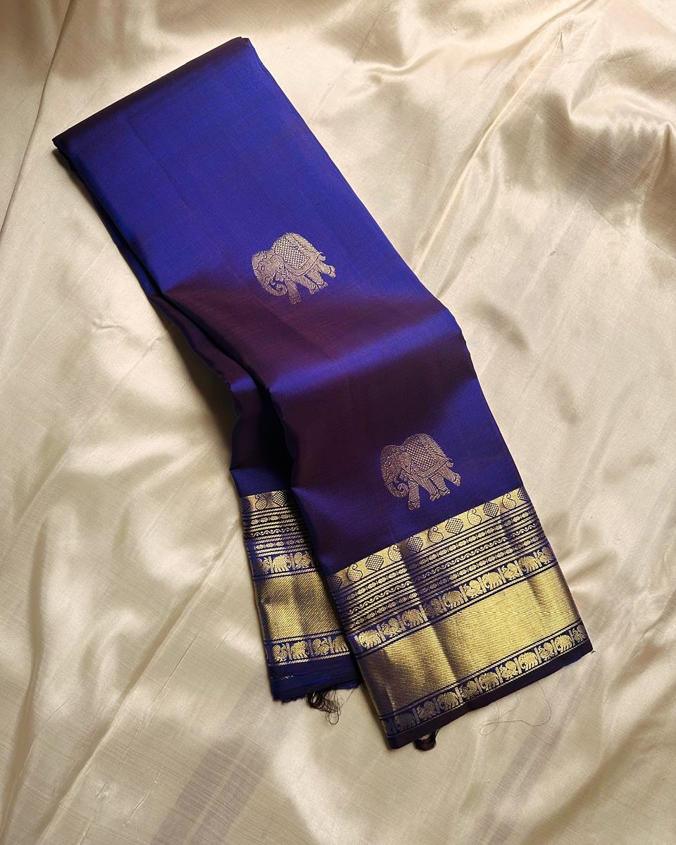 Appealing Royal Blue Soft Banarasi Silk Saree With Jazzy Blouse Piece