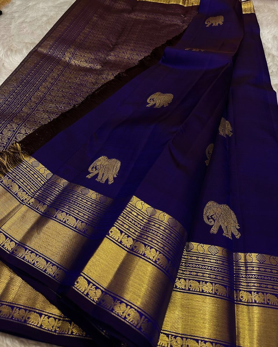Appealing Royal Blue Soft Banarasi Silk Saree With Jazzy Blouse Piece