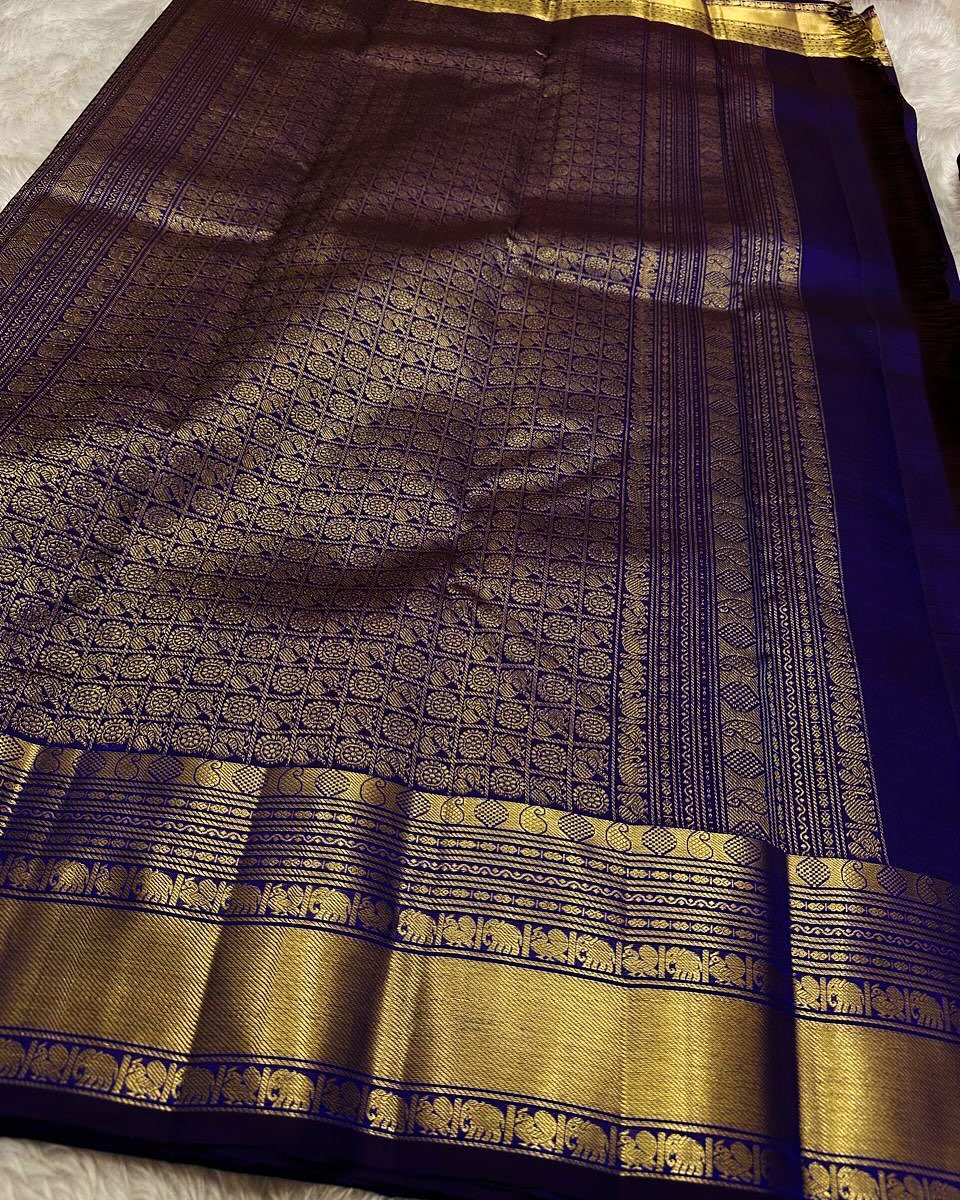 Appealing Royal Blue Soft Banarasi Silk Saree With Jazzy Blouse Piece