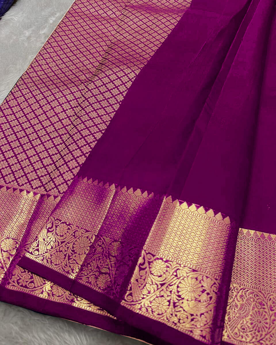 Allure Purple Soft Banarasi Silk Saree With Transcendent Blouse Piece