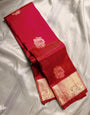 Eloquence Red Soft Banarasi Silk Saree With Delectable Blouse Piece
