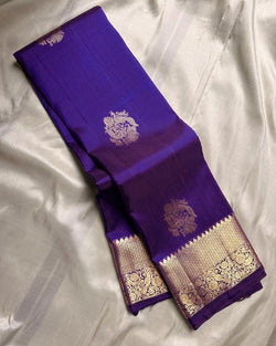 Seraphic Royal Blue Soft Banarasi Silk Saree With Blooming Blouse Piece