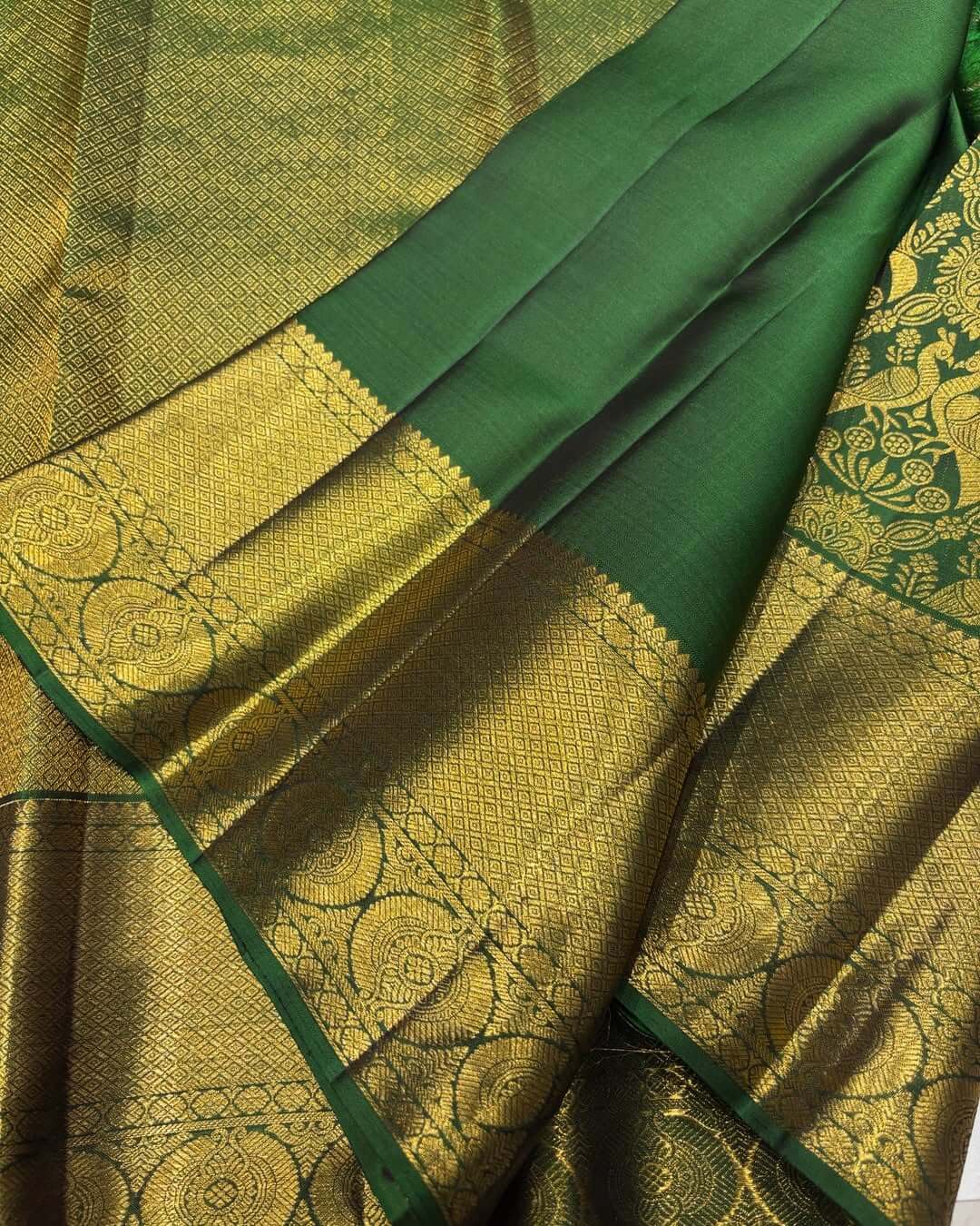 Capricious Dark Green Soft Banarasi Silk Saree With Assemblage Blouse Piece