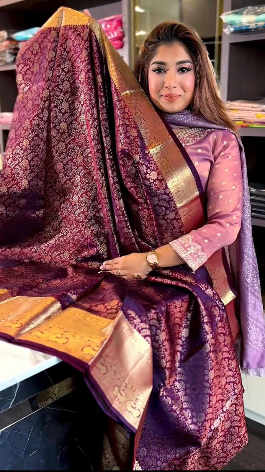 Susurrous Purple Soft Banarasi Silk Saree With Cynosure Blouse Piece