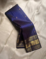 Arresting Navy Blue Soft Banarasi Silk Saree With Conflate Blouse Piece