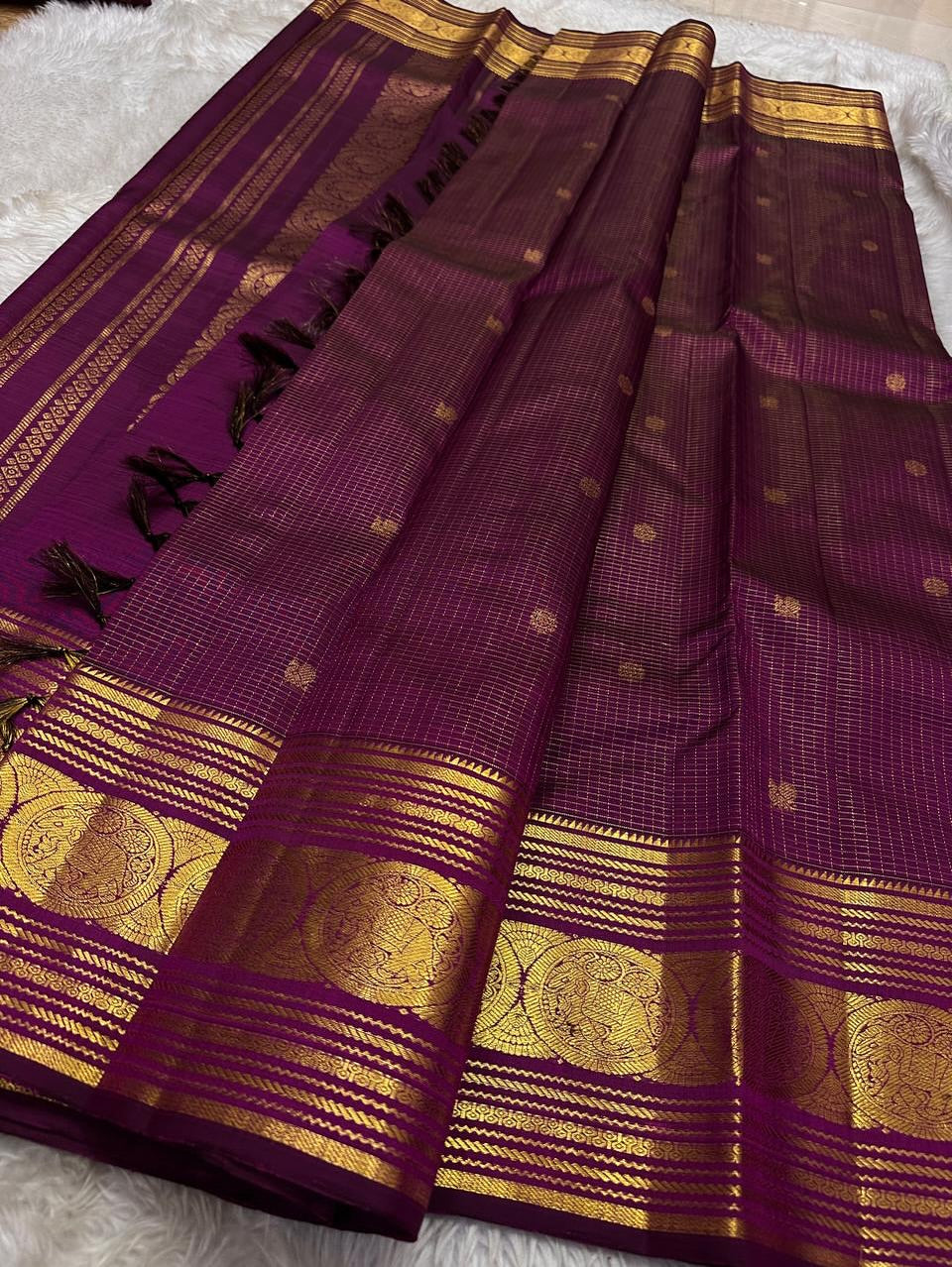 Tremendous Wine Soft Banarasi Silk Saree With Posh Blouse Piece