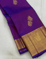 Murmurous Purple Soft Banarasi Silk Saree With Ailurophile Blouse Piece