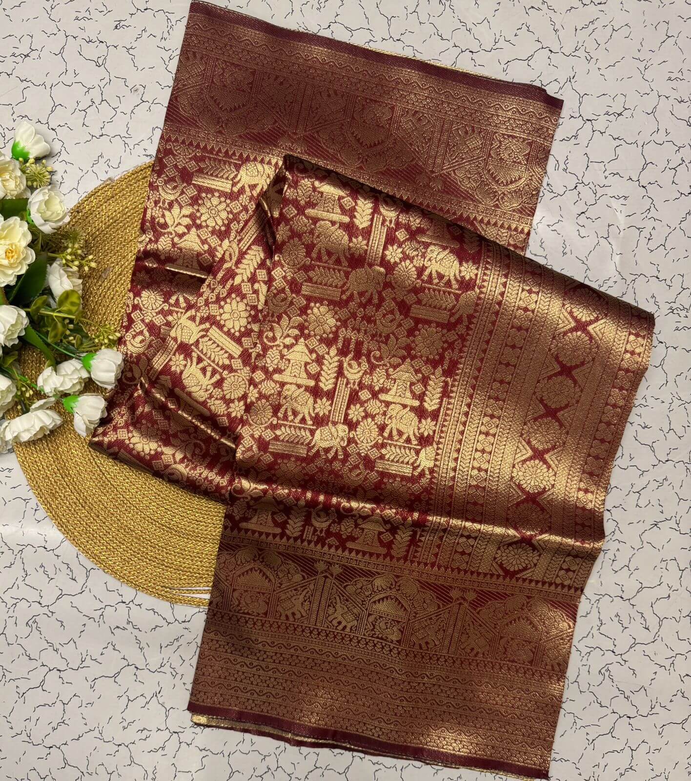 Exceptional Wine Soft Banarasi Silk Saree With Ornate Blouse Piece