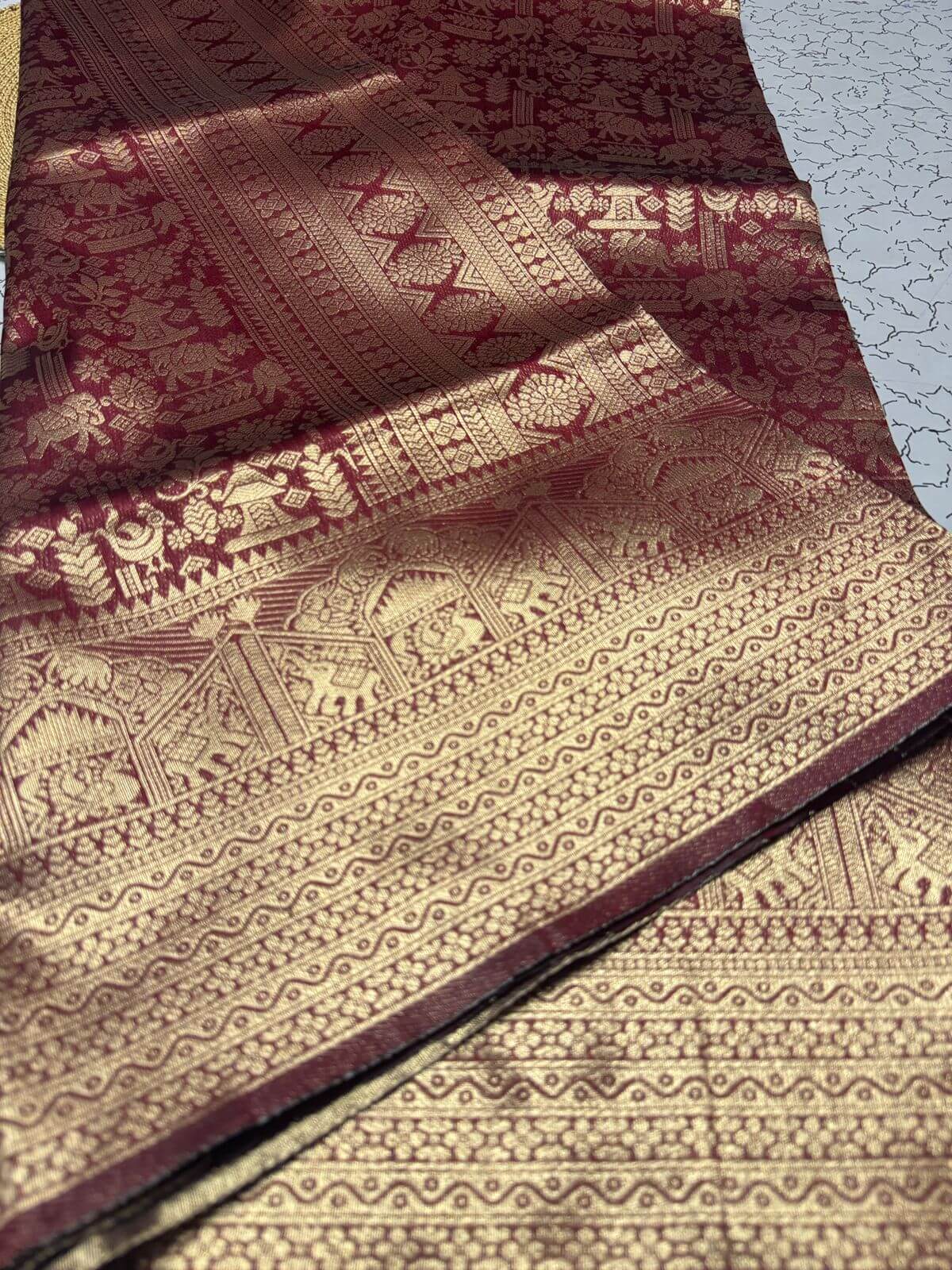 Exceptional Wine Soft Banarasi Silk Saree With Ornate Blouse Piece