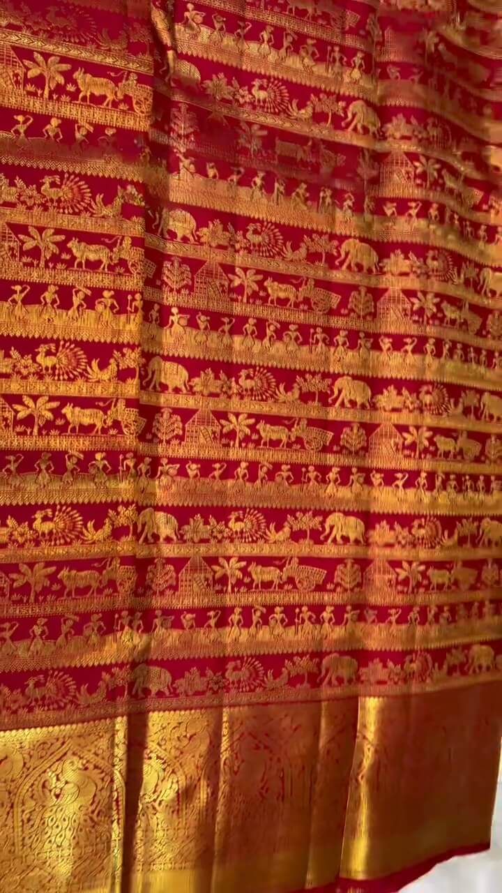 Ratatouille Red Soft Banarasi Silk Saree With Dalliance Blouse Piece
