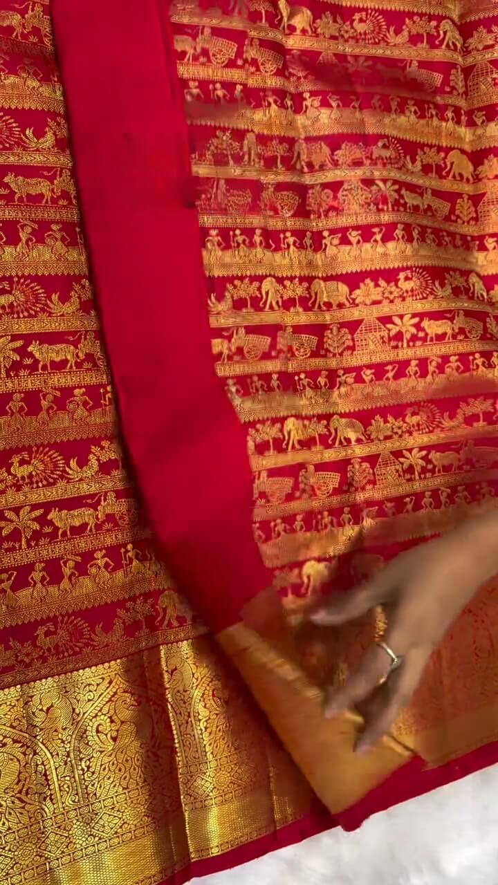 Ratatouille Red Soft Banarasi Silk Saree With Dalliance Blouse Piece