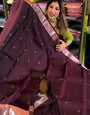 Hypnotic Wine Soft Banarasi Silk Saree With Desuetude Blouse Piece