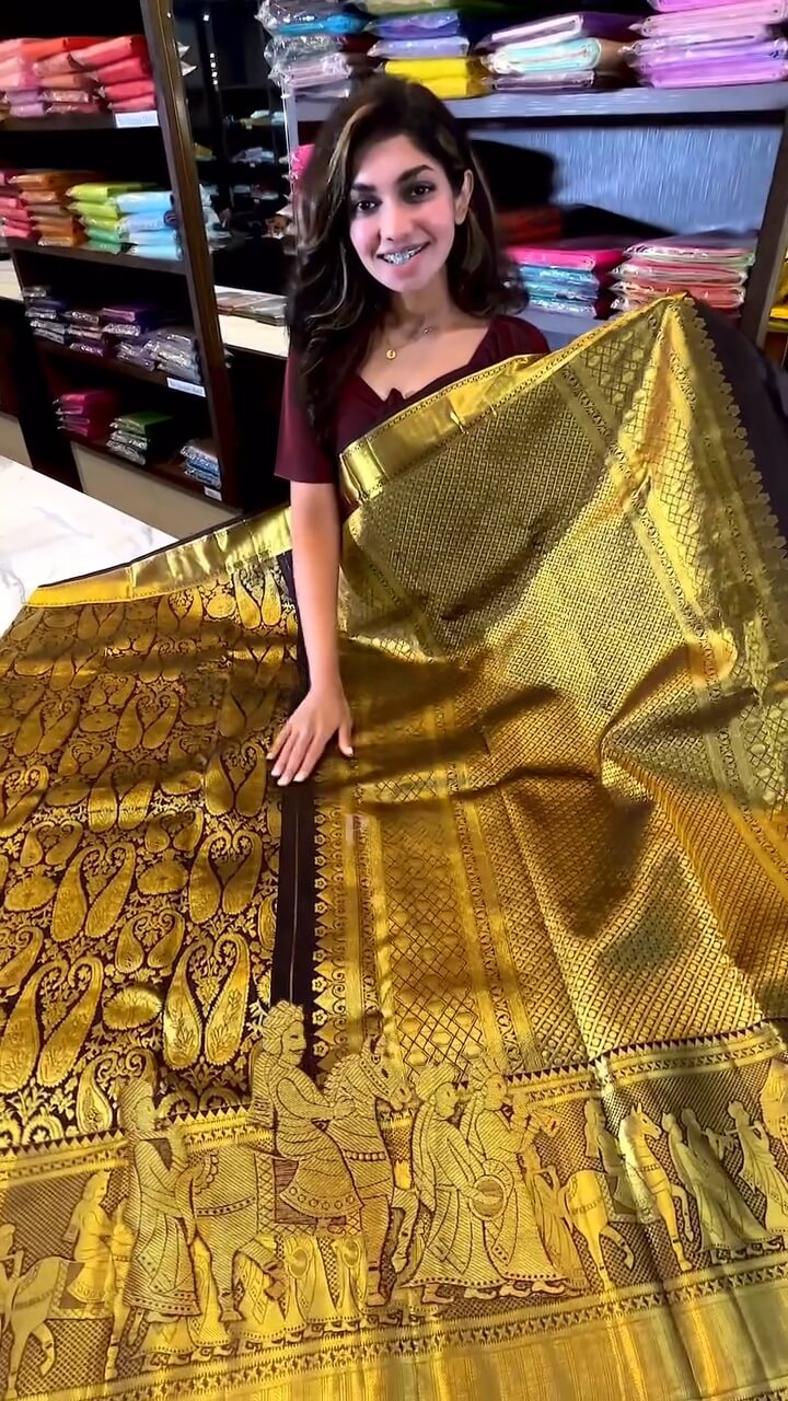 Beleaguer Brown Soft Banarasi Silk Saree With Nectarous Blouse Piece