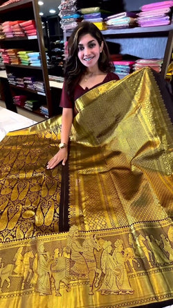 Beleaguer Brown Soft Banarasi Silk Saree With Nectarous Blouse Piece
