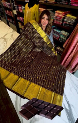 Alluring Brown Soft Banarasi Silk Saree With Extraordinary Blouse Piece