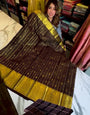 Alluring Brown Soft Banarasi Silk Saree With Extraordinary Blouse Piece