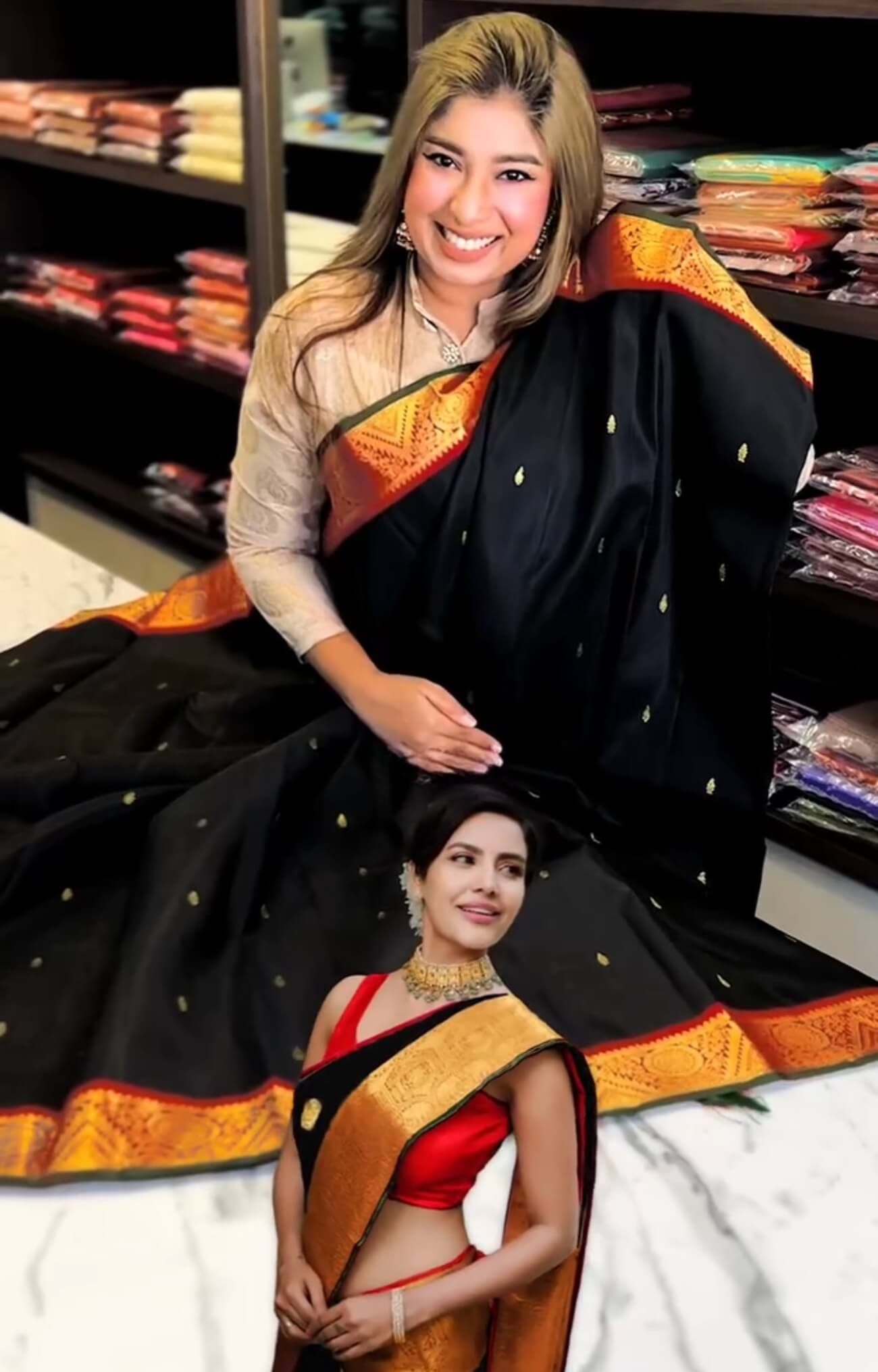 Petrichor Black Soft Banarasi Silk Saree With Charming  Blouse Piece