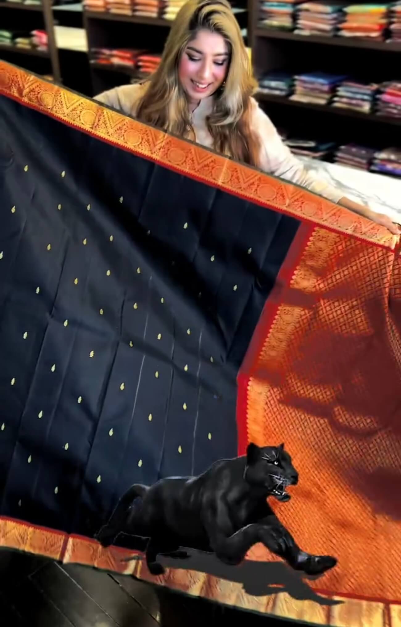 Petrichor Black Soft Banarasi Silk Saree With Charming  Blouse Piece